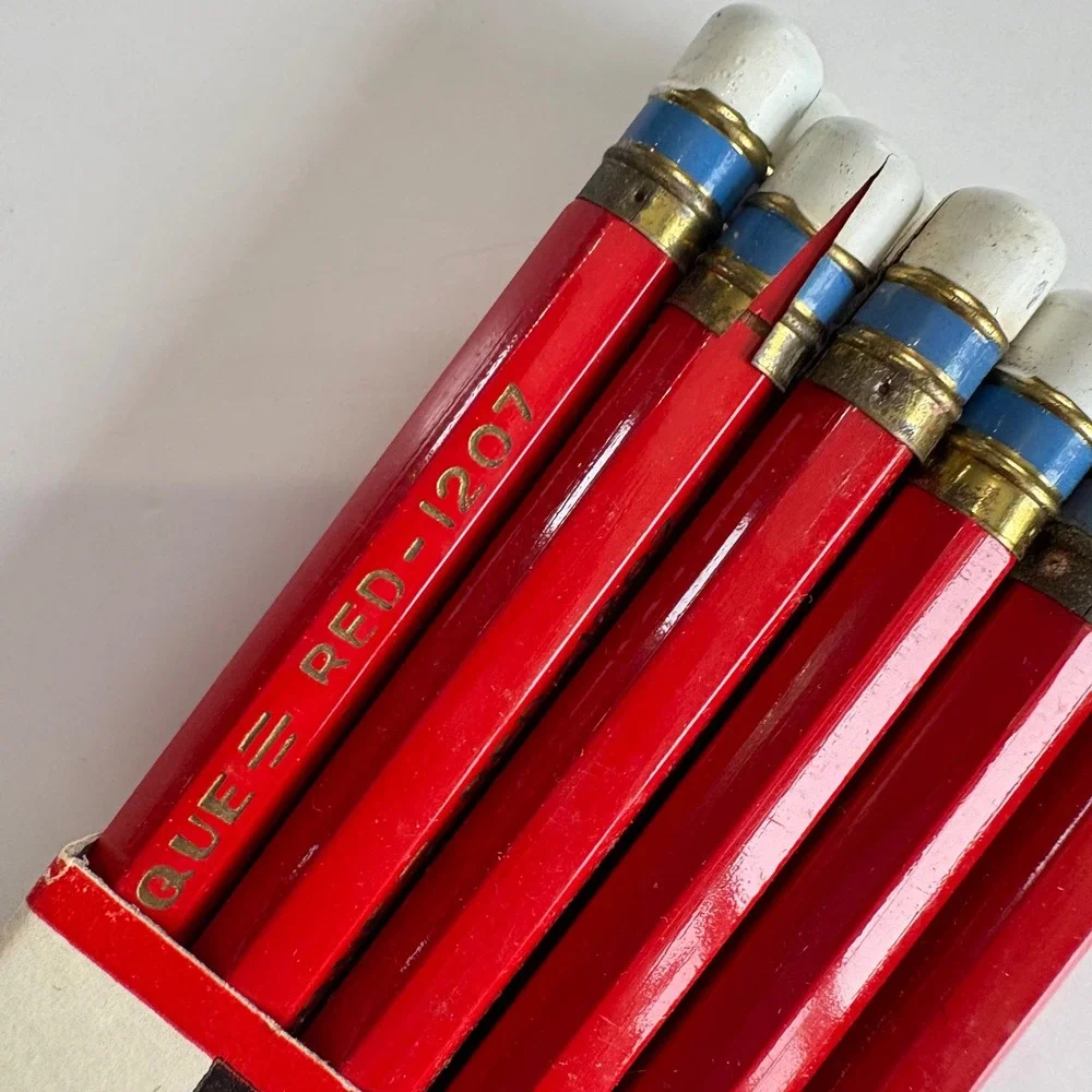 Vintage American Pencil Co Venus Unique Colored Pencils Red #1207 Dozen UNUSED - Picture 3 of 5